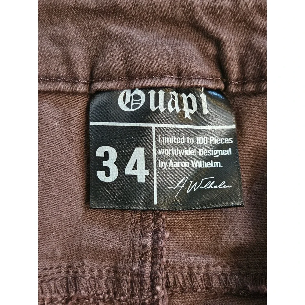 GOTHIC GRUNGE Brown 34 Distressed Patchwork Jeans Streetwear Frayed Raw Edge